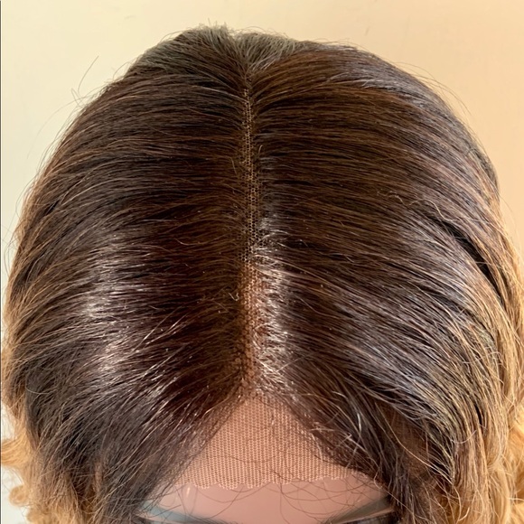 Gorgeous Ombre Golden Brown Premium Fiber Lace Front Wig - Picture 3 of 10